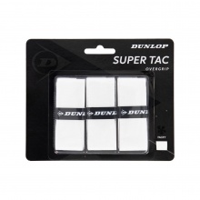 Dunlop Overgrip Super Tac 0.5mm - ekstremalny chwyt, pochłaniający wilgoć - biały - 3 sztuki